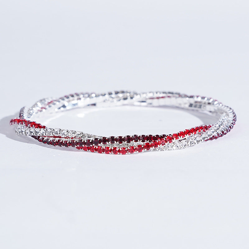 Women's Braided Crystal Bracelet Stretch High-end Bracelet Girlfriend Bracelet Light Luxury Photo Shooting Exquisite Jewelry