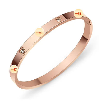 Cross-border Stainless Steel Bracelet Women's High-grade Electroplated Circle Bracelet Diamond Light Luxury Titanium Steel Fashion Jewelry