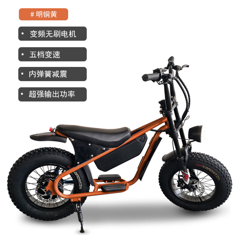 16inch Retro Wide Tire Electric Bicycle Snow Off-Road Beach Lithium Battery Moped Cross-Border Foreign Trade Manufacturer Wholesale