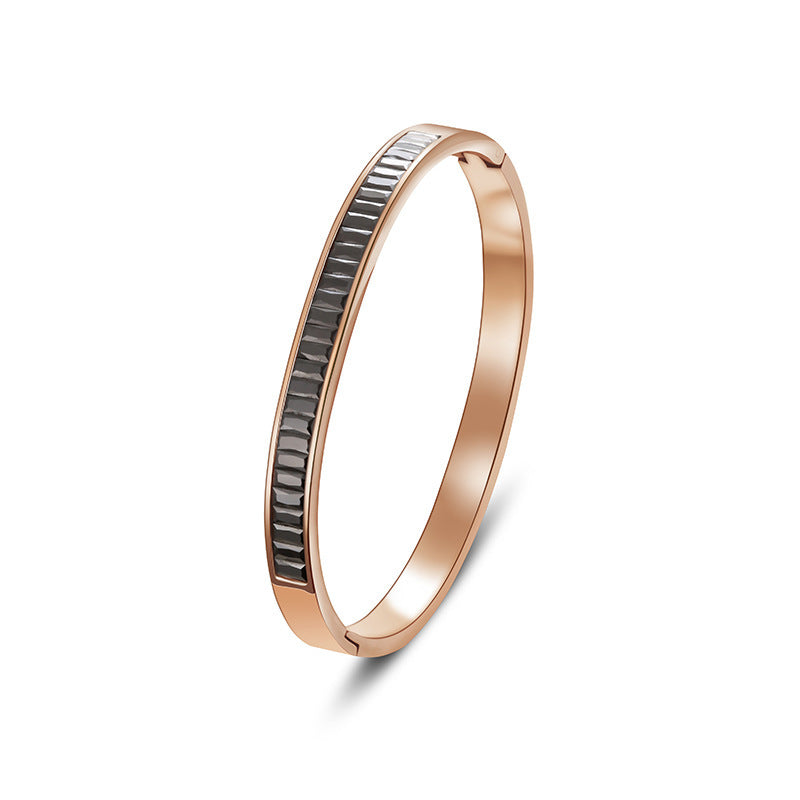 Cross-border Stainless Steel Bracelet Women's High-grade Electroplated Circle Bracelet Diamond Light Luxury Titanium Steel Fashion Jewelry