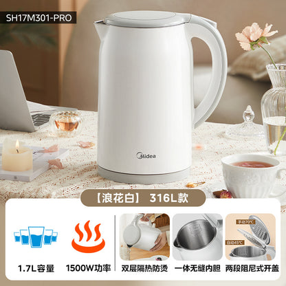 Midea Constant Temperature Electric Water Kettle Household 316L Stainless Steel Thermal Insulation Fully Automatic Intelligent Burning Sh15X301 Anti-Scalding