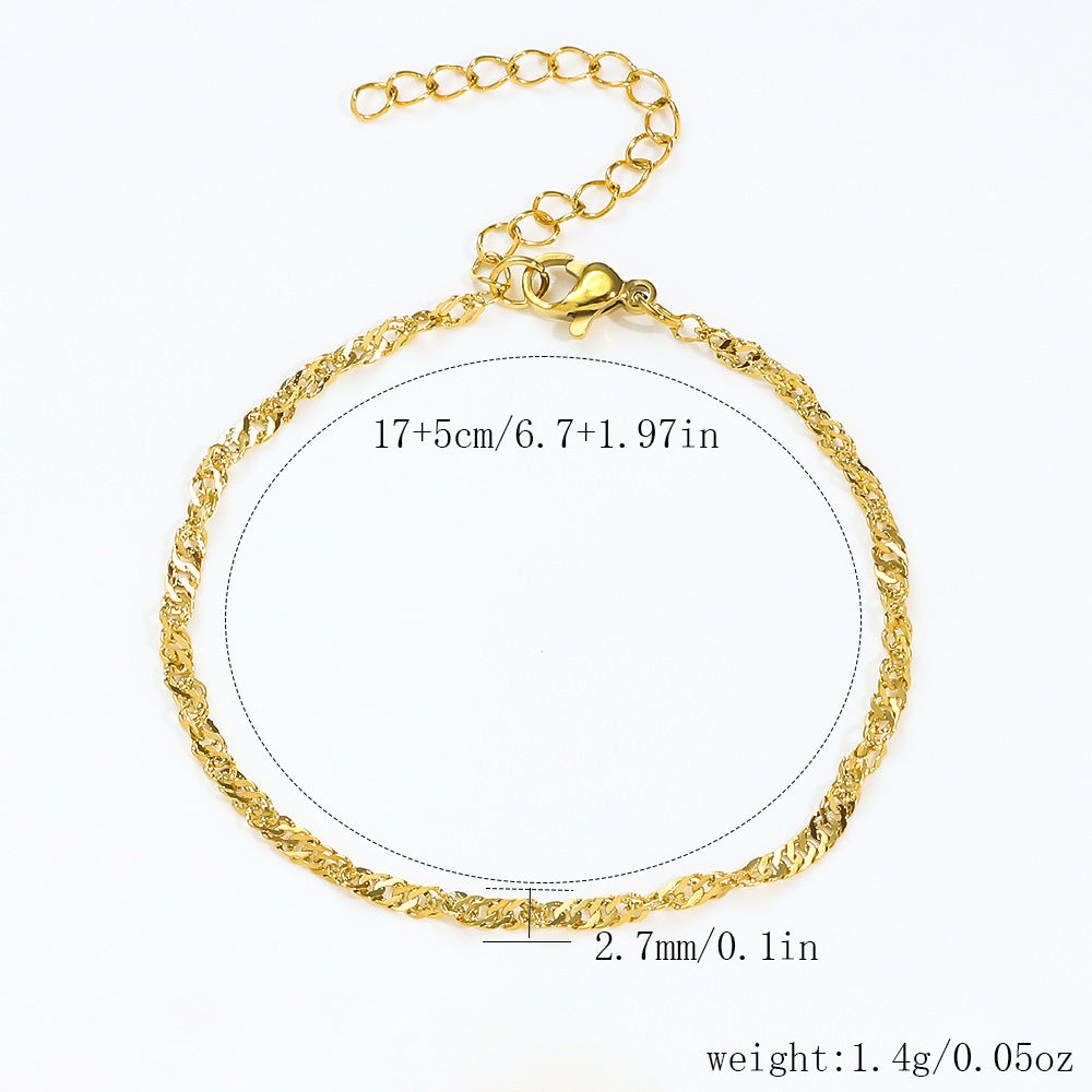 Stainless Steel Bracelet 18K Gold Vacuum Plating Furnace Versatile Simple Everyday Basic Bracelet Color-Preserving Jewelry