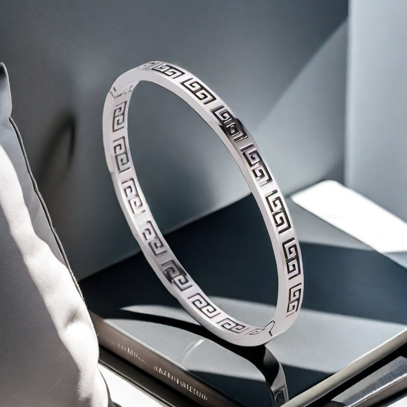 Cross-border Stainless Steel Bracelet Women's High-grade Electroplated Circle Bracelet Diamond Light Luxury Titanium Steel Fashion Jewelry