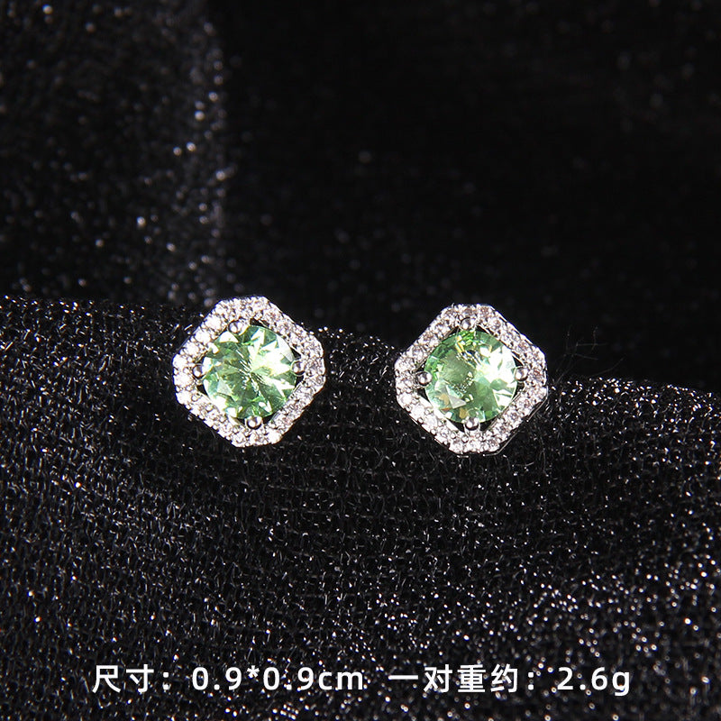 Set of Zircon Cross-Border Aliexpress Crystal Square Diamond Full Diamond Perfume Bottle Necklace Women's Jewelry Earrings Hot Selling Earrings