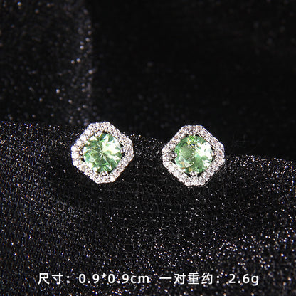 Set of Zircon Cross-Border Aliexpress Crystal Square Diamond Full Diamond Perfume Bottle Necklace Women's Jewelry Earrings Hot Selling Earrings