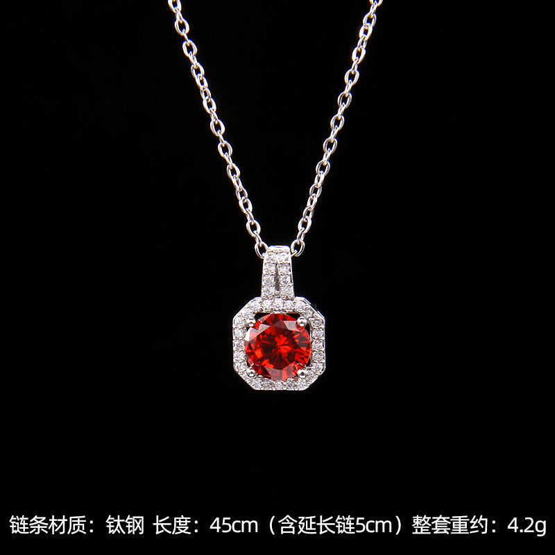 Set of Zircon Cross-Border Aliexpress Crystal Square Diamond Full Diamond Perfume Bottle Necklace Women's Jewelry Earrings Hot Selling Earrings