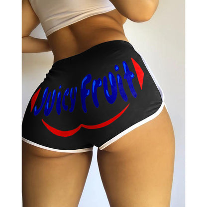S390076 Amazon Hot Selling European and American Clothing Sexy Tight Shorts Letter Printed Popular Shorts Yoga Pants