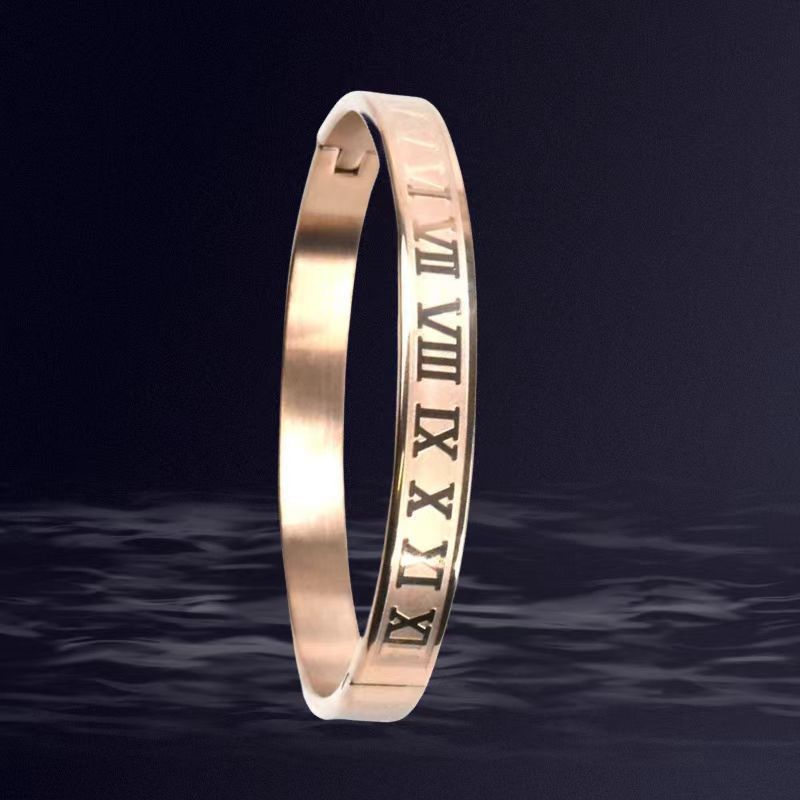 Cross-border Stainless Steel Bracelet Women's High-grade Electroplated Circle Bracelet Diamond Light Luxury Titanium Steel Fashion Jewelry
