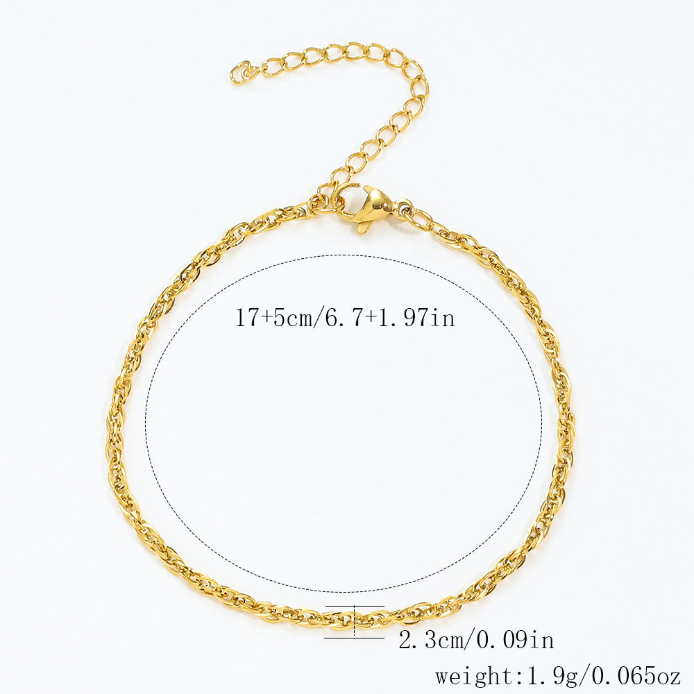 Stainless Steel Bracelet 18K Gold Vacuum Plating Furnace Versatile Simple Everyday Basic Bracelet Color-Preserving Jewelry