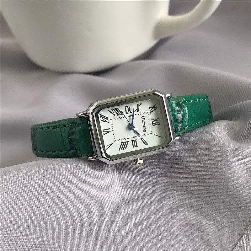 New Style Women's Watch Temperament Retro Roman Blue Needle Scale Design Simple Fashion Square Watch Quartz Watch