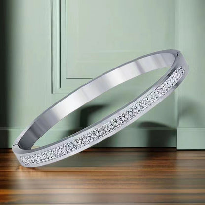 Cross-border Stainless Steel Bracelet Women's High-grade Electroplated Circle Bracelet Diamond Light Luxury Titanium Steel Fashion Jewelry