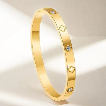 Cross-border Stainless Steel Bracelet Women's High-grade Electroplated Circle Bracelet Diamond Light Luxury Titanium Steel Fashion Jewelry
