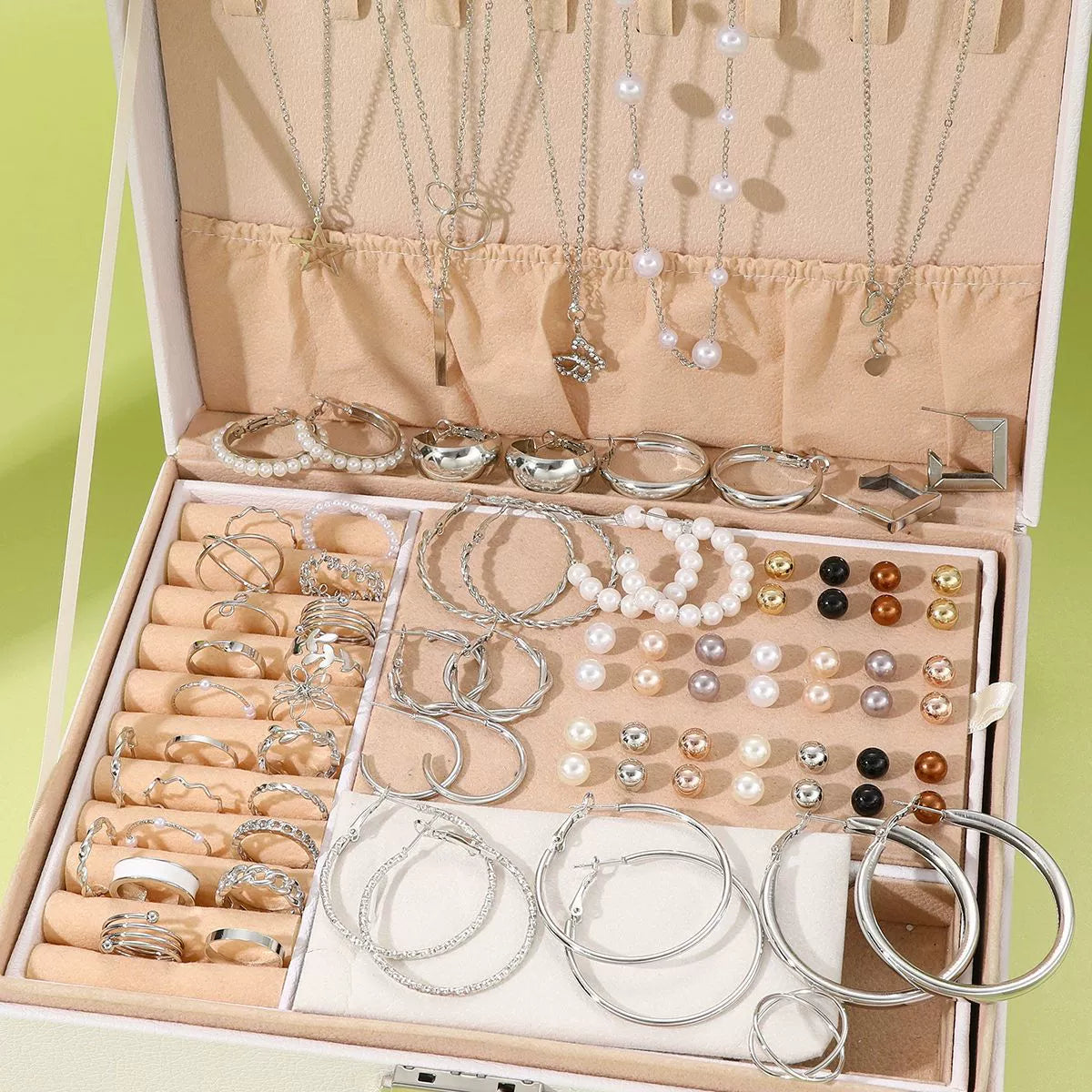 Jewelry Set New Cross-Border Hot European and American Hot Selling Imitation Pearl Alloy Jewelry Set (without Box)