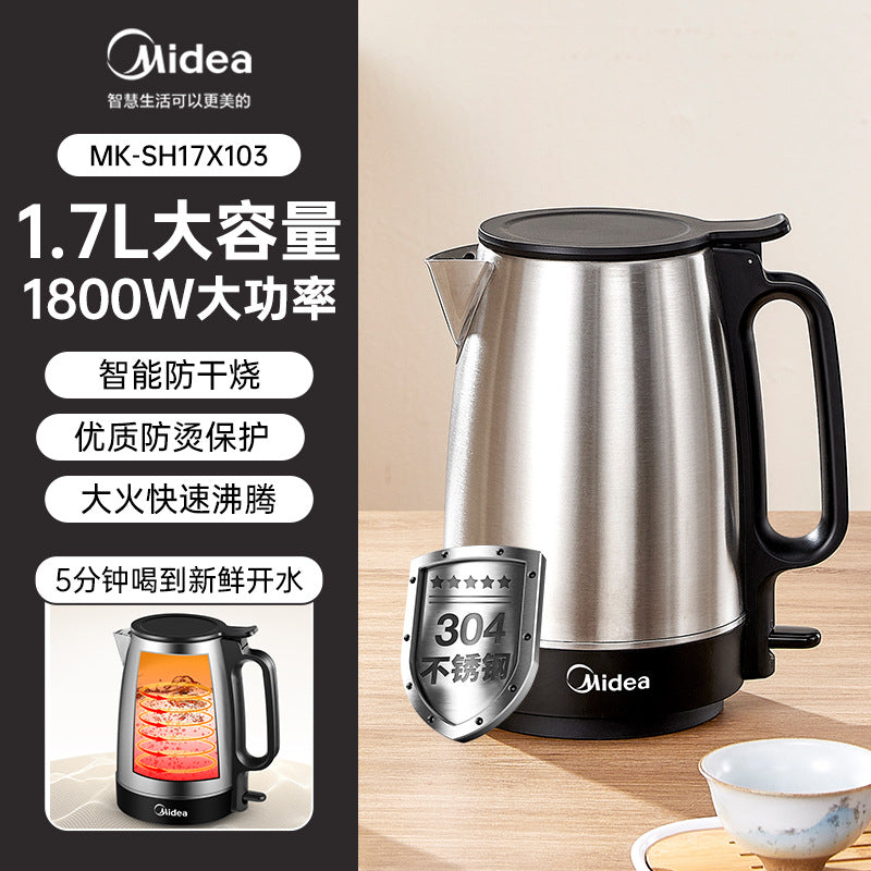 Midea Constant Temperature Electric Water Kettle Household 316L Stainless Steel Thermal Insulation Fully Automatic Intelligent Burning Sh15X301 Anti-Scalding