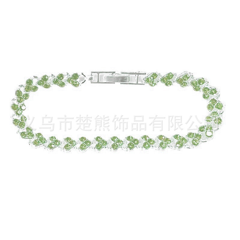 Wish Popular Heart-Shaped Diamond-Plated Silver-Plated Roman Bracelet Girls Fashion Crystal Bracelet Bracelet Bracelet