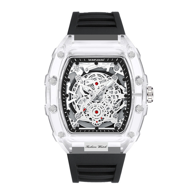 Foreign Trade Cross-Border Watch Personalized Barrel-Shaped Quartz Watch Fashionable Transparent Men's Watch Wholesale Waterproof Watch Watch
