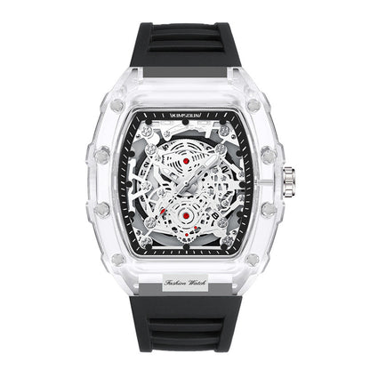 Foreign Trade Cross-Border Watch Personalized Barrel-Shaped Quartz Watch Fashionable Transparent Men's Watch Wholesale Waterproof Watch Watch