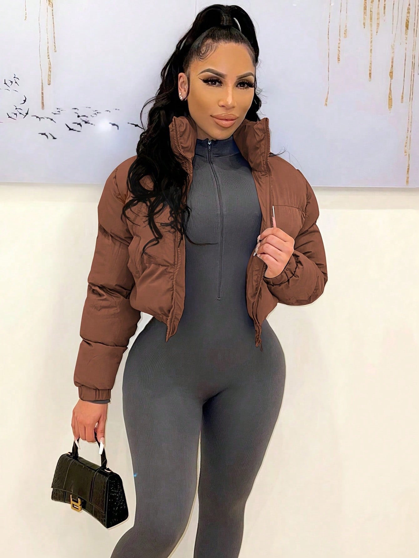 S390799 Autumn and Winter Popular Women's Cotton Clothing European and American Short Women's Cotton Jacket Jacket