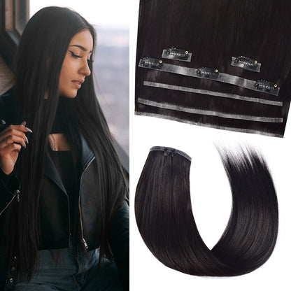 Human Hair Clip-In Hair Extensions, Seven-Piece Set, Seamless Women's Hair Extensions
