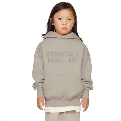 Fashionable Brand Kidsren's Clothing Essentials Autumn and Winter Clothing Fog Boys and Girls High Street Fashion Loose Hooded Velvet Sweatshirt