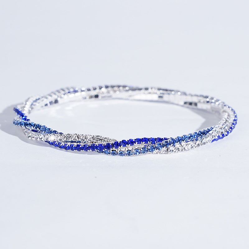 Women's Braided Crystal Bracelet Stretch High-end Bracelet Girlfriend Bracelet Light Luxury Photo Shooting Exquisite Jewelry