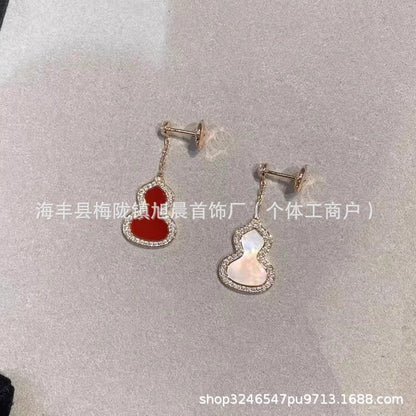High-End Small Gourd Earrings for Women, Rose Earrings, Chinese Style Light Luxury, High-End, Temperament and Fashionable Earrings