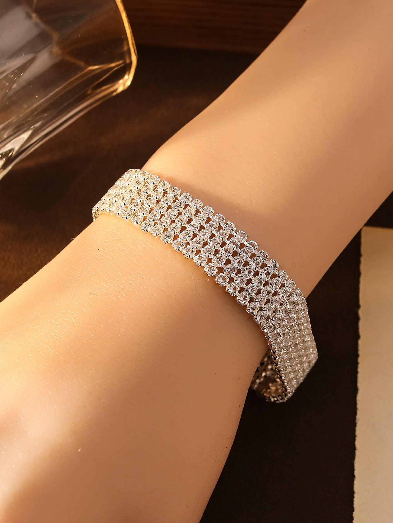 Cross-border Explosive Simple Fashion Rai Diamond Bracelet High-end Korean Style Light Luxury Full Diamond Bracelet European and American Style Personalized Bracelet