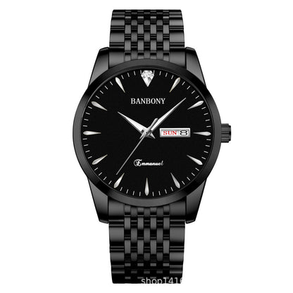 Watch Men's Double Calendar Diamond Luminous Waterproof Simple Thin in stock Daifa Spelling Duoduo Shake Voice Live Video