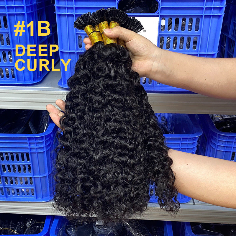 Customized Black Long Straight Wig Human Hair Seamless Hair Extensions U-Tip Hair Natural Color Nail Hair Extensions