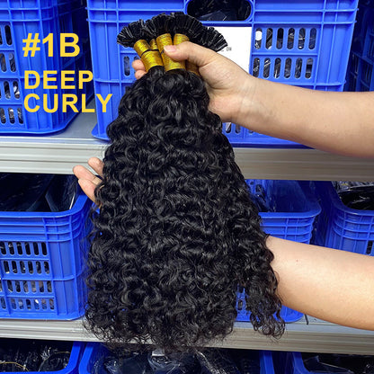 Customized Black Long Straight Wig Human Hair Seamless Hair Extensions U-Tip Hair Natural Color Nail Hair Extensions