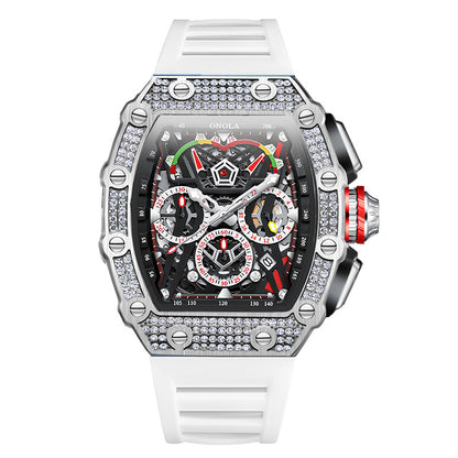 Cross-border new style ONOLA diamond multi-functional fashion waterproof quartz men's watch silicone with watch
