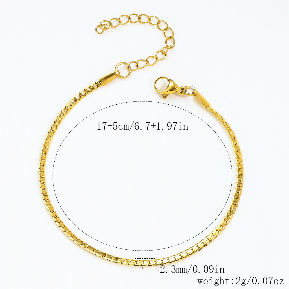 Stainless Steel Bracelet 18K Gold Vacuum Plating Furnace Versatile Simple Everyday Basic Bracelet Color-Preserving Jewelry