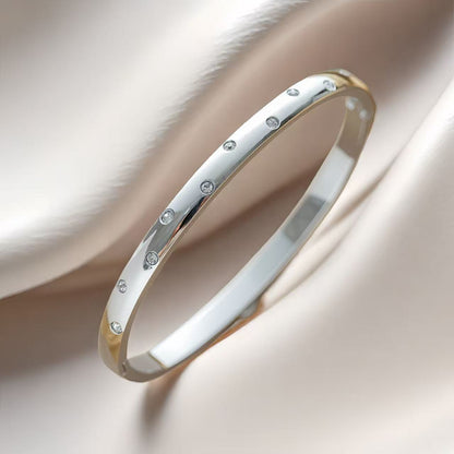 Cross-border Stainless Steel Bracelet Women's High-grade Electroplated Circle Bracelet Diamond Light Luxury Titanium Steel Fashion Jewelry