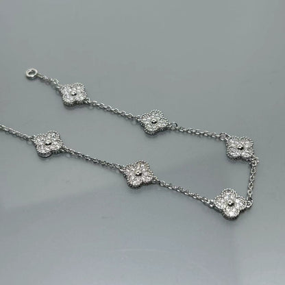 Four-leaf clover mini six-flower bracelet women's high version V gold full diamond bracelet does not fade summer silver bracelet high sense