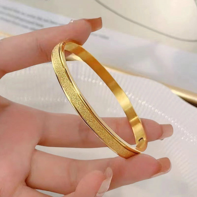 Cross-border Stainless Steel Bracelet Women's High-grade Electroplated Circle Bracelet Diamond Light Luxury Titanium Steel Fashion Jewelry