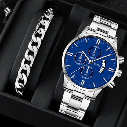 Factory direct sales calendar steel watch men's large dial quartz watch cross-border hot foreign trade men's watches wholesale
