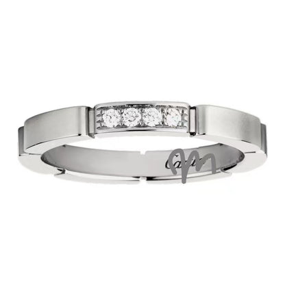 Seiko Edition Card Classic Ring Cnc Thick Gold Plated Signature Multi-Section Diamond Couple Ring Xiaohongshu Factory Wholesale