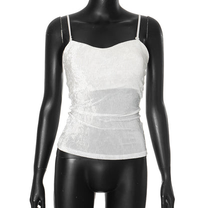 Ztp1392 European and American Style Cross-Border Women's Clothing Spring and Summer Amazon New off-the-Shoulder Strap Chest Pad Vest off-the-Navel Top