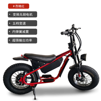 16inch Retro Wide Tire Electric Bicycle Snow Off-Road Beach Lithium Battery Moped Cross-Border Foreign Trade Manufacturer Wholesale