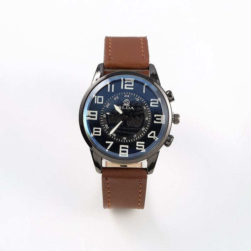 Popular Fashion Business Belt Simple Men's Watch Men's Casual Retro Digital Dial Student Quartz Watch Wholesale