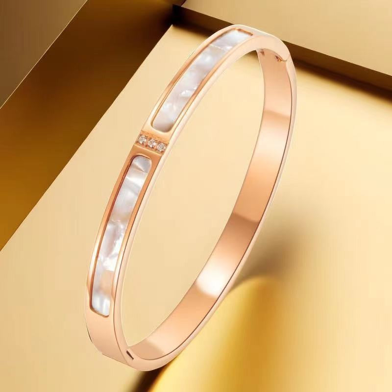 Cross-border Stainless Steel Bracelet Women's High-grade Electroplated Circle Bracelet Diamond Light Luxury Titanium Steel Fashion Jewelry