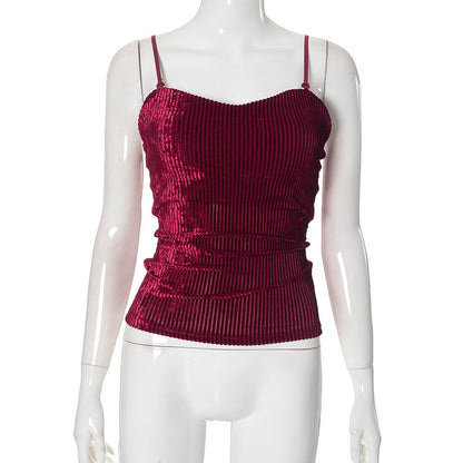 Ztp1392 European and American Style Cross-Border Women's Clothing Spring and Summer Amazon New off-the-Shoulder Strap Chest Pad Vest off-the-Navel Top