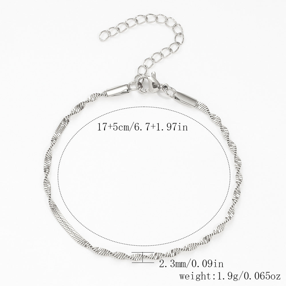 Stainless Steel Bracelet 18K Gold Vacuum Plating Furnace Versatile Simple Everyday Basic Bracelet Color-Preserving Jewelry