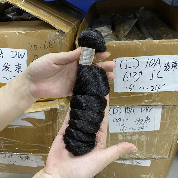Customized Human Hair Wigs Loose Wave Bundles Human Hair Headgear Hair Curtain Foreign Trade Wigs