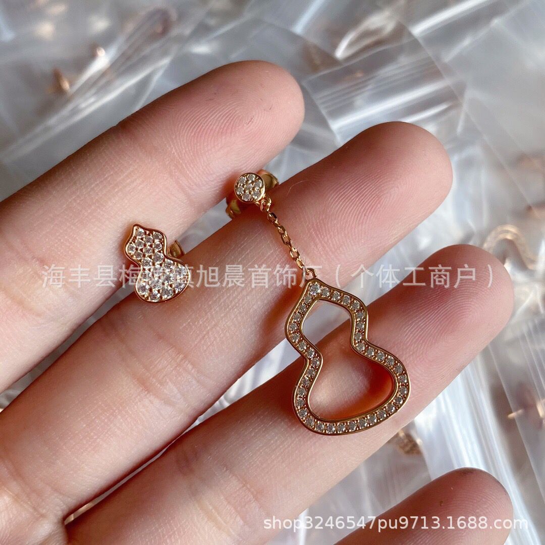 Kirin Gourd Earrings Ins Trendy 18k Rose Plated Gold Earrings Long Earrings Red Agate Earrings Medium Light Luxury