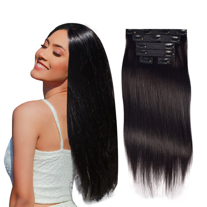 Real Human Hair Lace Clip-In Hair Extensions 6-Piece Set Invisible Hair Extensions Clip in Human Hair Export Wigs
