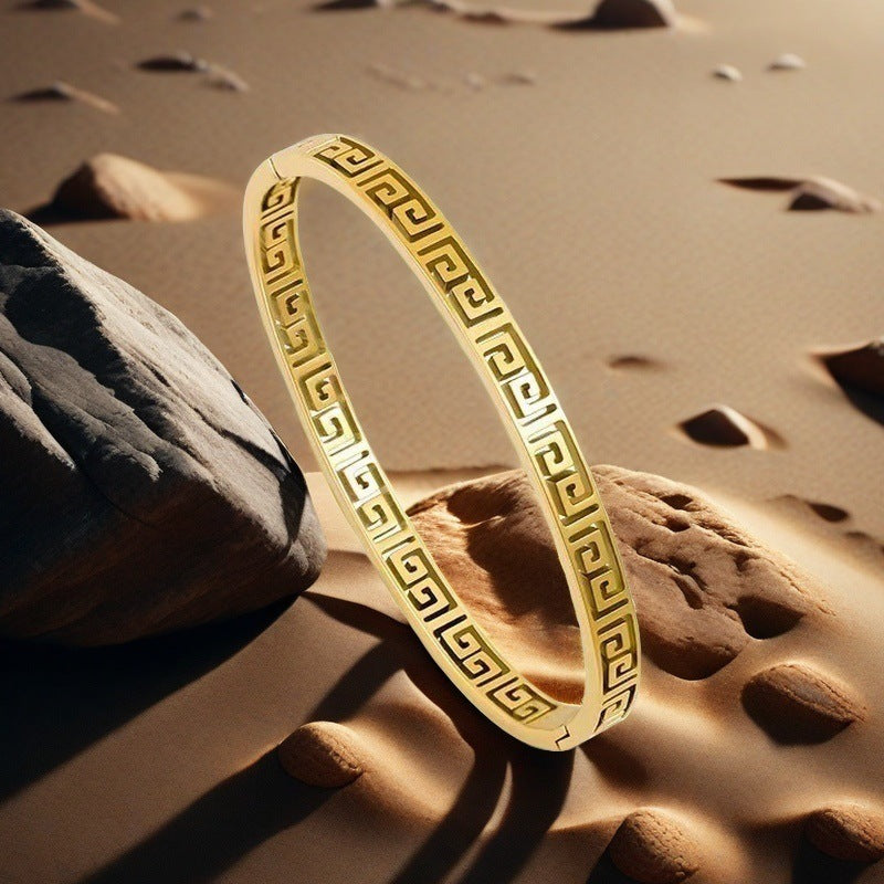 Cross-border Stainless Steel Bracelet Women's High-grade Electroplated Circle Bracelet Diamond Light Luxury Titanium Steel Fashion Jewelry