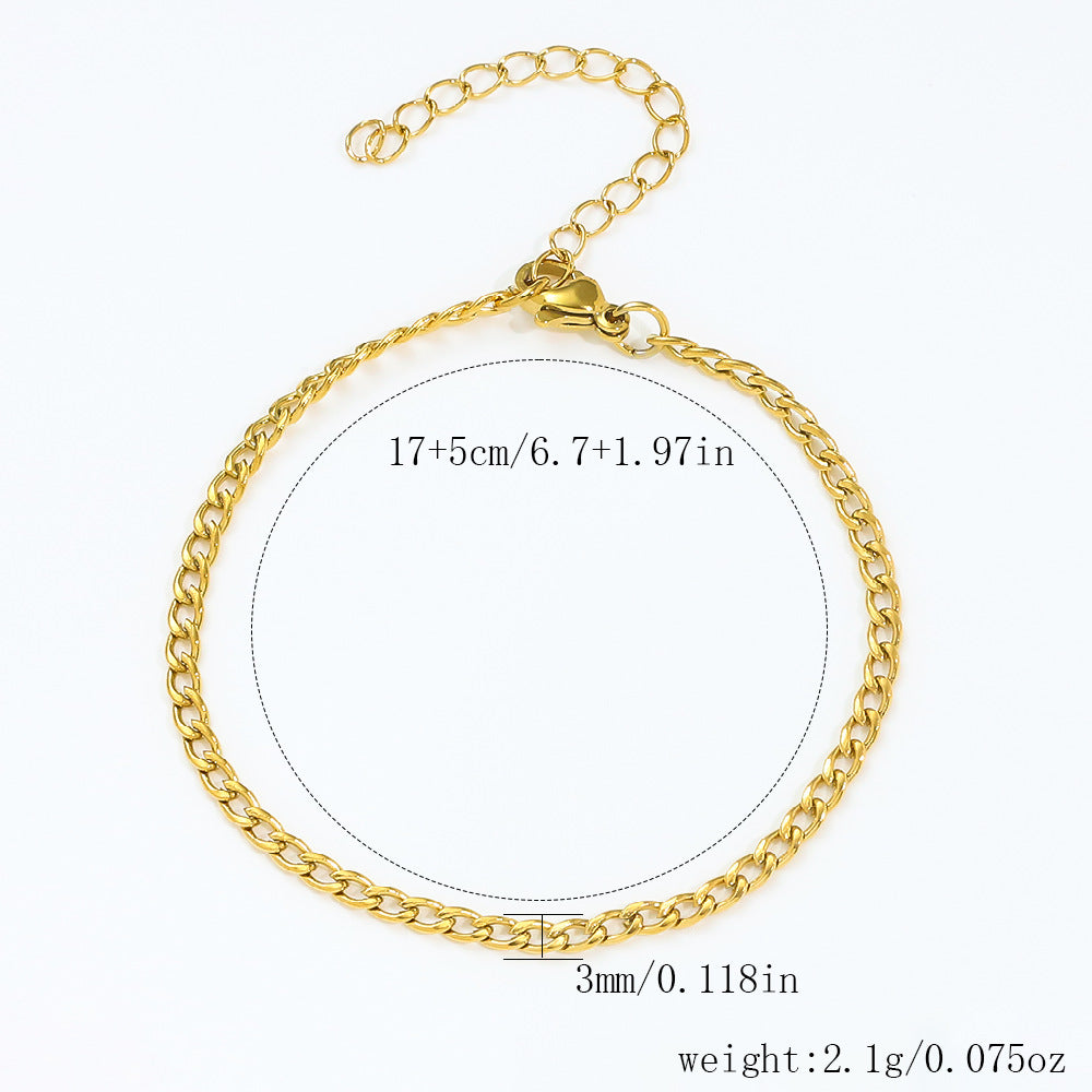 Stainless Steel Bracelet 18K Gold Vacuum Plating Furnace Versatile Simple Everyday Basic Bracelet Color-Preserving Jewelry