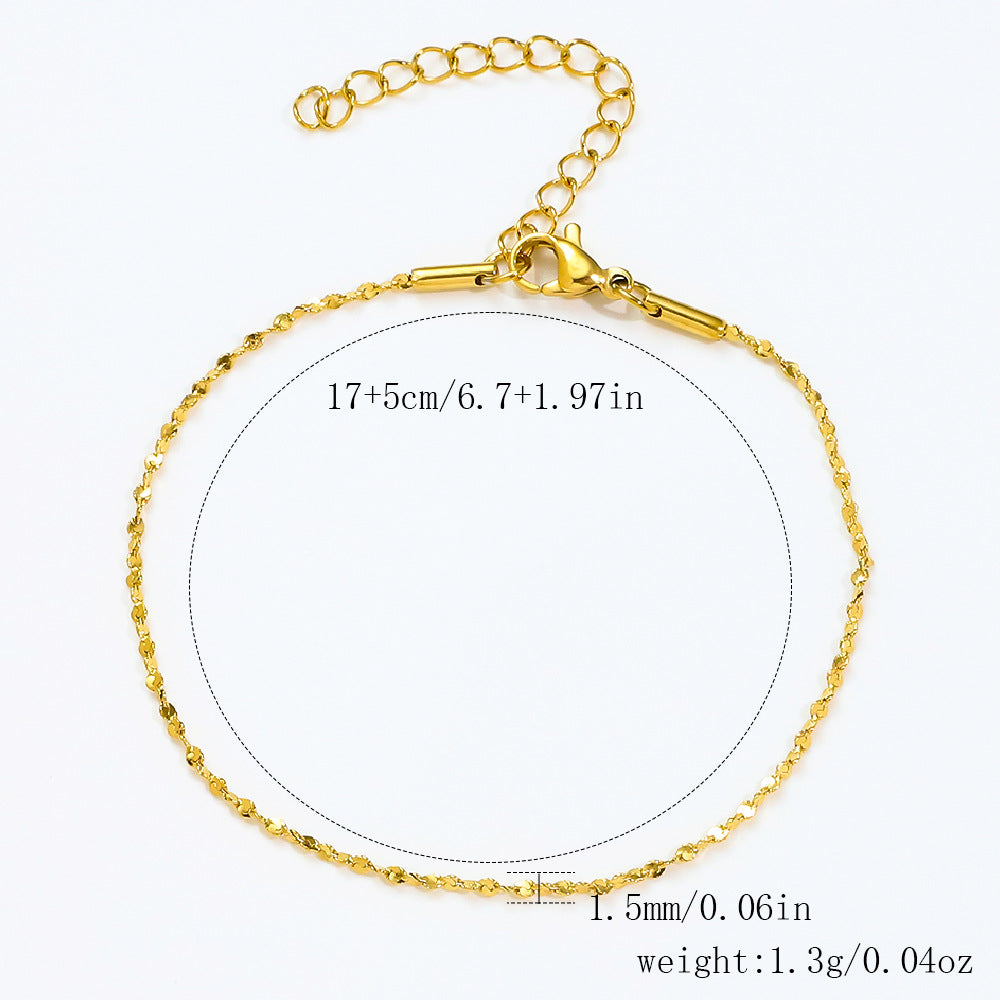Stainless Steel Bracelet 18K Gold Vacuum Plating Furnace Versatile Simple Everyday Basic Bracelet Color-Preserving Jewelry
