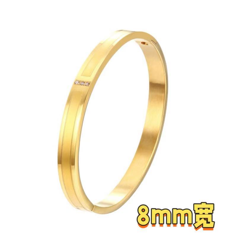 Cross-border Stainless Steel Bracelet Women's High-grade Electroplated Circle Bracelet Diamond Light Luxury Titanium Steel Fashion Jewelry